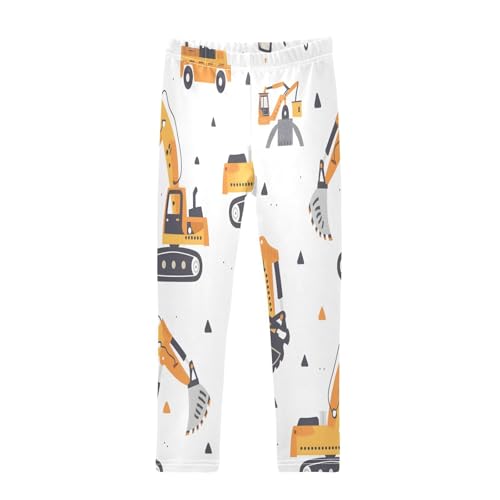 Bolaz Toddler Girls Leggings Printed Yoga Pants Leggings Yellow Excavating Machinery for Kids