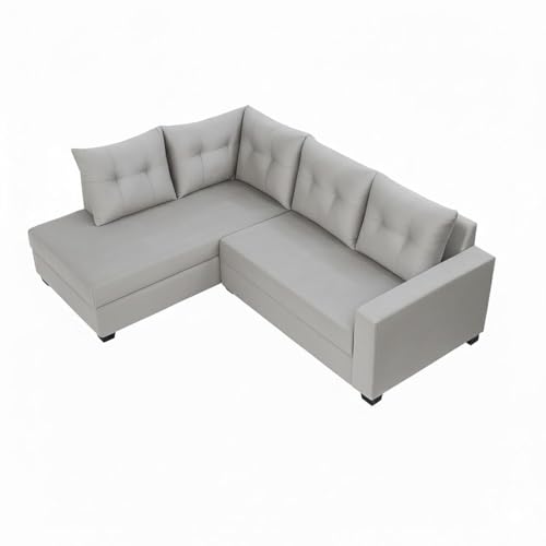 Image of SOCOZI Oriana 4 Seater LHS L Shape Sofa Set | Soft Velvet Suede Fabric | Modern Design | Plush Comfort Cushions for Living Room (Light Grey)