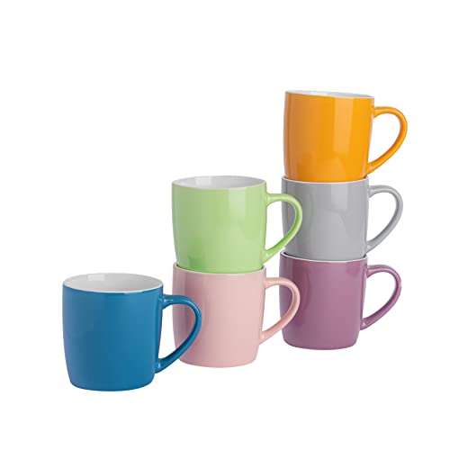 Argon Tableware Coloured Coffee Mugs - Summer Meadow - 350ml - Pack of 6 - Gloss Ceramic Stoneware Latte Cappuccino Cups Hot Chocolate Cups Colourful Mug Set with Handle
