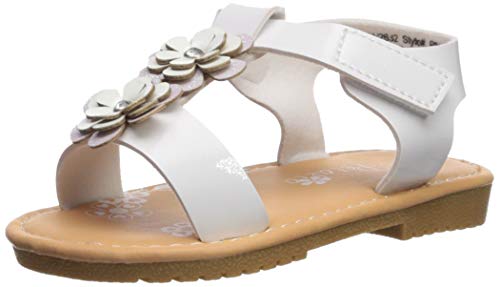 Josmo Girl's Naomi Flat Sandal, White, 11 Medium US Little Kid