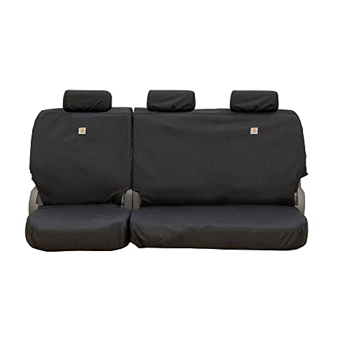 Covercraft Carhartt Super Dux SeatSaver Custom Seat Covers | Fits 2019-2025 Silverado/Sierra 1500/2500/3500 Crew Cab & Double Cab | 2nd Row 60/40 Bench Seat, Super Dux Black