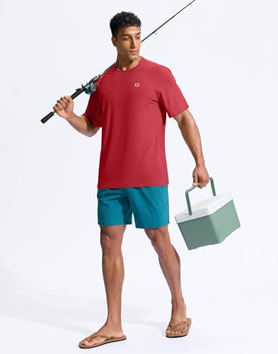 Image of G Gradual Men's Sun Protection Swim Shirt UPF 50+ Rash Guard Short Sleeve Quick Dry Water Hiking Workout Shirts for Men