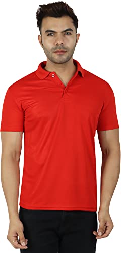 Image of Regular Fit Solid Men Polo Neck Collar T-Shirt Pack of 1 Red