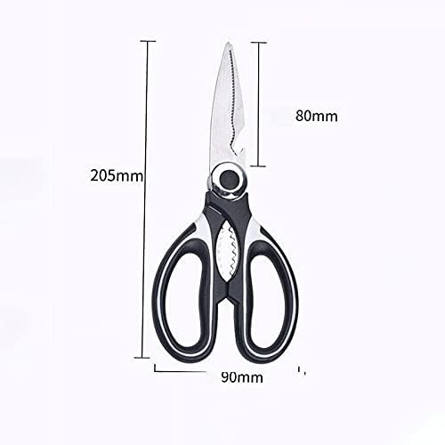 Robuste Küchenschere, Haushalts-Bastelschere, Klingen aus rostfreiem Stahl, ergonomisches Design, perfekt für Papier, Karton und Stoff (20,5 cm), schwarz