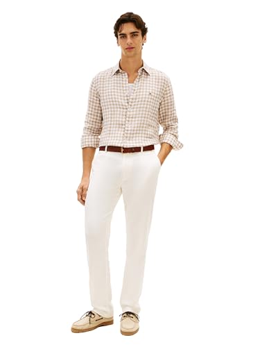 Image of Tommy Hilfiger Men's Long Sleeve Casual Linen Button Down Shirts in Regular Fit