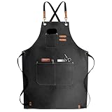 Haushalts-Canvas-Schürze, ölbeständig, for Abwischen der Hände in der Küche, for Kochen, for Männer und Frauen, for Erwachsene, mit Werkzeugtaschen, Kaffeeüberschürze Geeignet zum Kochen und Backen(Bl