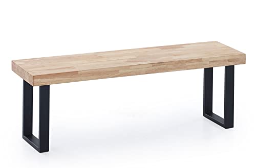 PEGANE Banc d'assise Coloris chêne Nordique/Pieds Noir -Largeur 120 x Profondeur 47 cm x Hauteur 34 cm