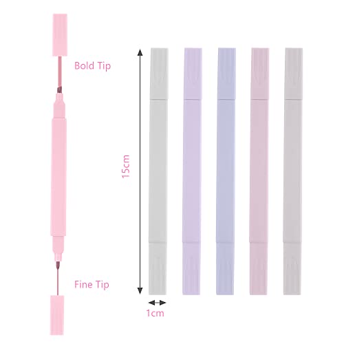 Vicloon Textmarker Set, 6 Farben Marker Highlighter, Doppelkopf 2-in-1, Pastell Farben, für Markerstifte,Tagebuchplaner, Schulen, Büros, Studenten