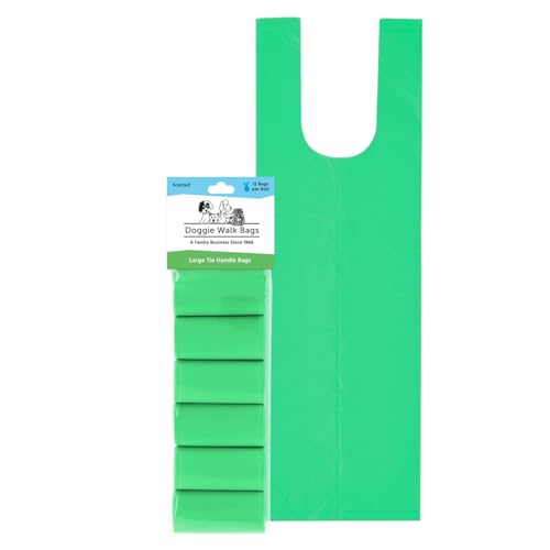 Image of Large Dog Waste Bags on a Roll with Easy Tie Handles, Extra Thick and Strong Poop Bags, 5.5 x 5.5 x 17 Inches