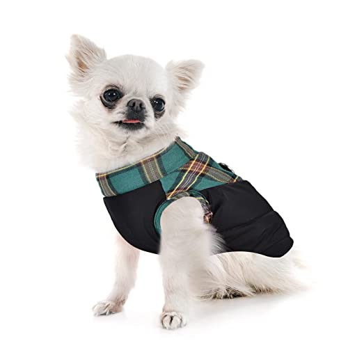 Dog Winter Coat, Kosiyi Dog Jacket Plaid Dog Vest With D Leash Hook Waterproof Cold Weather Dog Clothes Pet Apparel For Small Medium Dogs And Cats (X-Small Bust 11.02") #TOP2