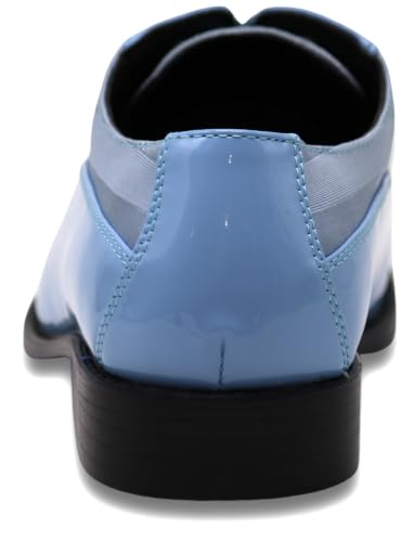 Image of BMY Men's Striped Satin Matching Patent Upper Oxfords Formal Dress Shoes