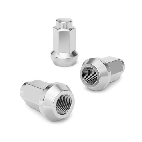 Image of 16pcs Bulge ATV Lug Nuts - 3 /8x24 Thread Size - 1.4 inch Length - Closed End - Cone Acorn Taper Seat - 14mm Hex Head - Compatible with Many Polaris Sportsman RZR Ranger Kawasaki - Silver Chrome