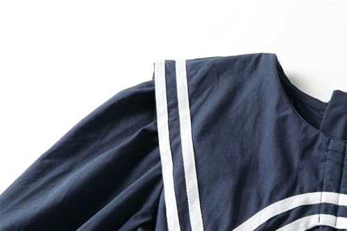 Mud Kingdom Girls Sailor Collar Dress Nautical Long Sleeve Cotton Ribbon Soft Spring Fall4