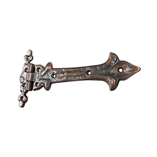 Image of Adonai Hardware Adonijah Antique Cast Iron Strap T Hinge (7.9 inch x 4 Pack, Antique Copper) for Barn Doors, Gates, Kitchen Cabinets, Sheds, Wooden Box, Furniture, Cedar Chest and Trunks