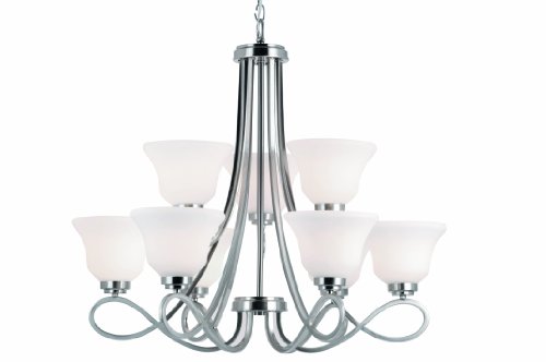 Trans Globe Imports 9559-1 BN Transitional Nine Light Chandelier from Infinity II Collection in Pewter, Nickel, Silver Finish,