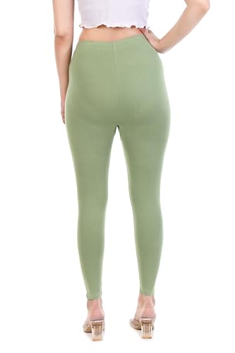 Image of TPF Women Cotton Lycra Ankle Length Leggings | 4 Way Stretchable | Mid Waist Slim Fit Tights | Soft Comfortable Ankle Legging for Girls & Ladies