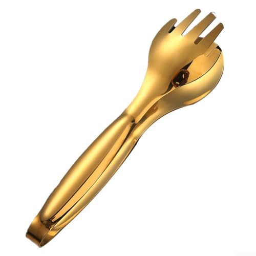 Pinzas de cocina antideslizantes de acero inoxidable para un fácil manejo de carne, ensalada y pan durante la cocción o barbacoa (dorado)