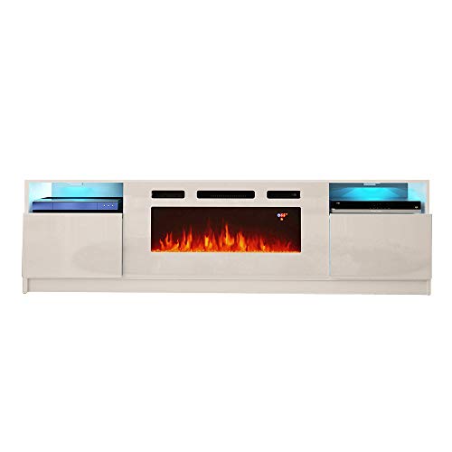 MEBLE FURNITURE & RUGS York WH02 Electric Fireplace Modern 79\" TV Stand - Thumbnail 4