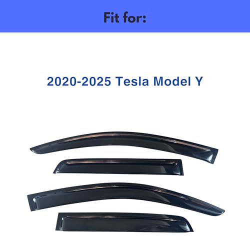 Image of IG Window Visors Fit for 2020-2025 Tesla Model Y, Out-Channel Rain Guards Vent Wind Deflectors 4PC, Car Accessories for 20-25 Tesla Model Y