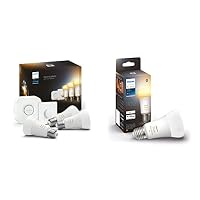 PHILIPS Hue White Ambiance Starter Kit con 3 Lampadine, con Bluetooth, Dimmerabili, Attacco E...