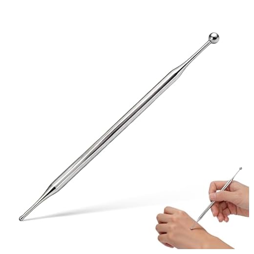 Pluma de acupuntura, herramienta de masaje de reflexología facial de doble cabezal portátil de acero inoxidable Sonda de punto corporal de acupuntura de oreja para aliviar el dolor de todo el cuerpo
