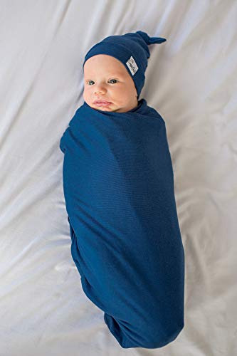 Image of Copper Pearl Baby Beanie Hat Top Knot Stretchy Soft River