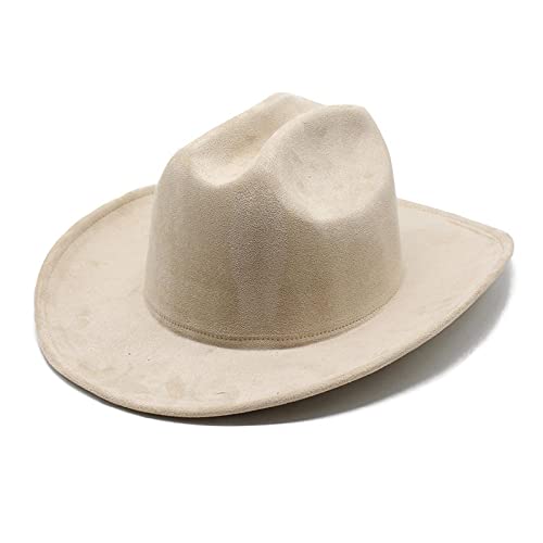 BAOZENGMUY Cowboyhüte Große Krempe Western Cowboyhut Herren Vintage Jazz Reise Partyhut Gentleman Panama Cowgirl Hüte 56-58 cm Beige Cover
