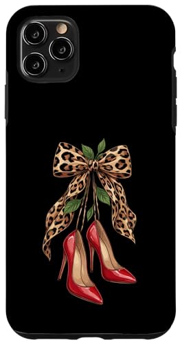 Cute Leopard Bow Red Heels Coquette Aesthetic Fashion �X�}�z�P�[�X iPhone 11 Pro Max �p