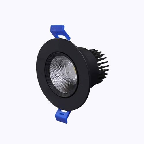 IUokLU Kits de molduras para Carcasas de iluminación empotrada Focos de Techo Paneles de Techo de Aluminio Redondos empotrados Blancos/Negros Luces para Sala de Estar,Negro Blanco Frío_5w