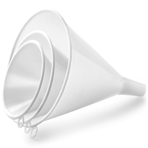 Zulay Kitchen 3-Piece Plastic Funnel Set - Large, Medium, and Small Kitchen Funnels Pouring Spout -