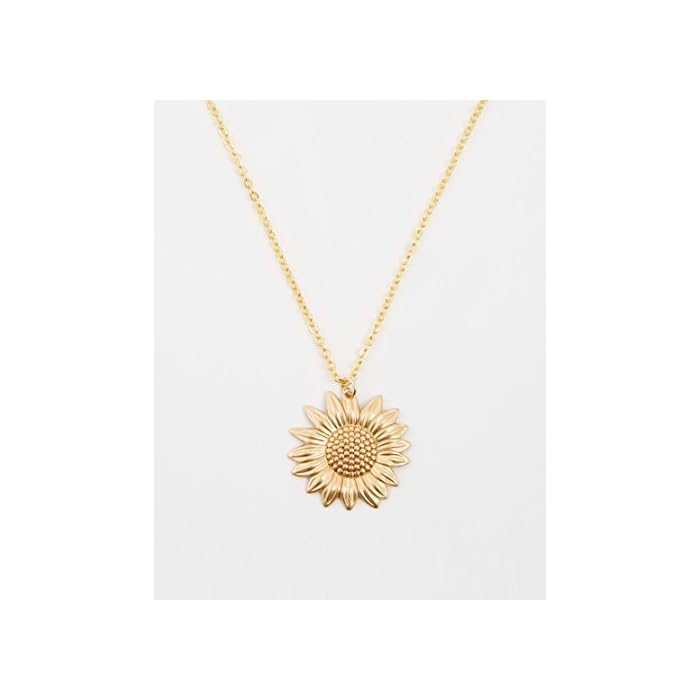 Buy 0001 Sunflower Necklace, Gold Sunflower Charm on a Gold Cable Chain