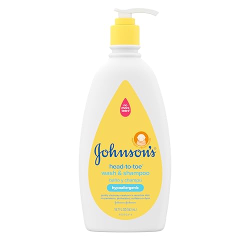 Image of Johnson's Head-To-Toe Gentle Baby Body Wash & Shampoo, Tear-Free, Sulfate-Free & Hypoallergenic Bath Wash & Shampoo for Baby's Sensitive Skin & Hair, Washes Away 99.9% Of Germs, 18.7 Fl. Oz