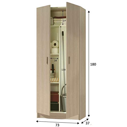 HABITMOBEL Armario de 180cm Alto Auxiliar Cocina o escobero (bisagras metálicas)