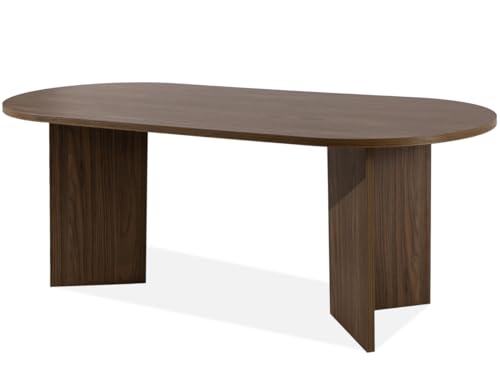 Konsimo Table à manger ovale Esszimmertisch pour salle à manger 90 x 204 cm Küchentisch Faber (noyer foncé)