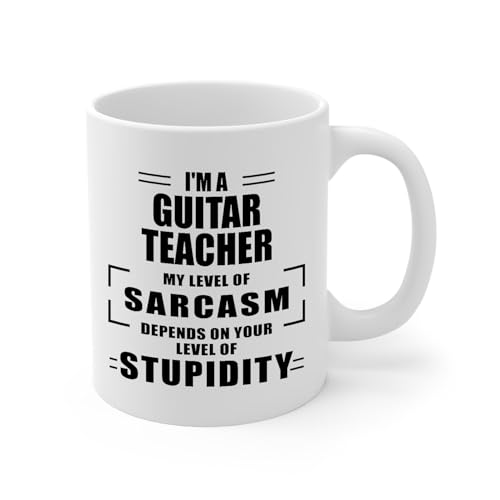 Funny Guitar Teacher Coffee Mug - My Level of Sarcasm Gifts for Music Instructor Staff Employee Guitar Tutor Manager - Birthday, Christmas, Appreciation - Sarcastic Coffee Cup 11oz - Image 2