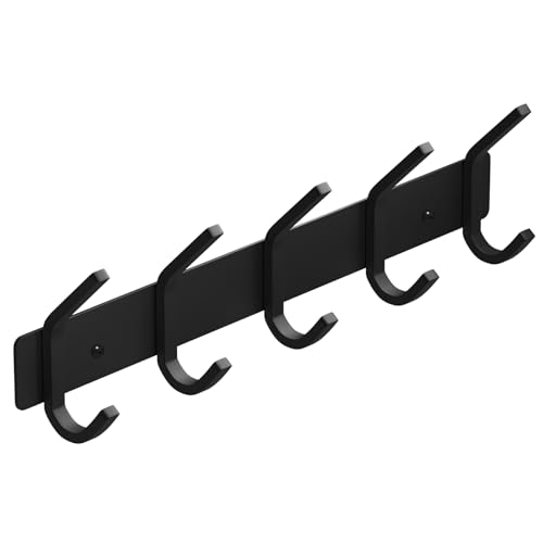 Image of VAEHOLD Wall Hooks, Heavy Duty Aluminum Towel Hooks for Hanging Coat, Hat, Key, Clothes, Closet Hook Wall Mount for Kitchen, Bathroom, Office ( inchC inch Shape Coat 5 Hooks 1 Pack)