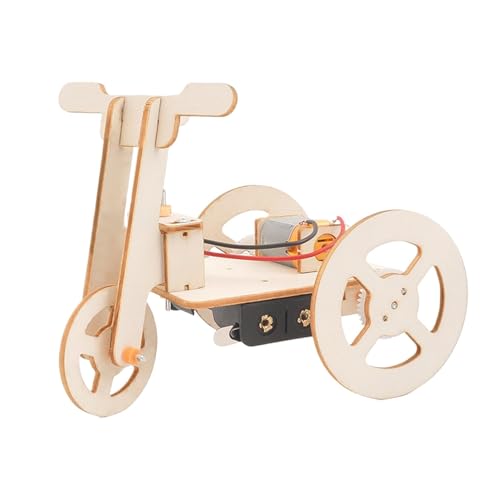 Kit de construcción de triciclo | Triciclo eléctrico de madera interactivo, bloques de construcción de juguete, juguetes de experimentos científicos, asistencia didáctica, juegos de construcción de
