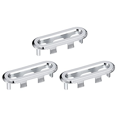 QUARKZMAN Fregadero Moldura Rebosadero Cubierta, 3uds Fregadero Rebosadero Anillos 47,5x13mm Ovalada Baño Cocina Lavabo Drenaje Tapa Agujero Insertables Tapas, Plata