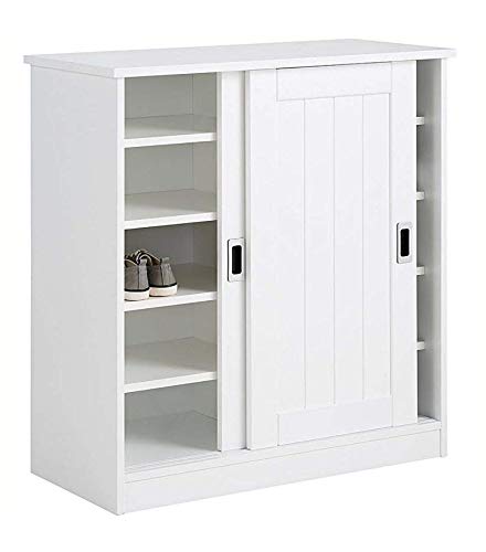 Image of APRODZ Mango Wood Daria Shoe Cabinet for Home | Shoe Rack Organiser | White Finish