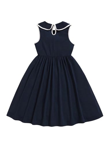 SOLY HUX Girl's Sleeveless Doll Collar A Line Flared Dress Contrast Binding Short Dresses2