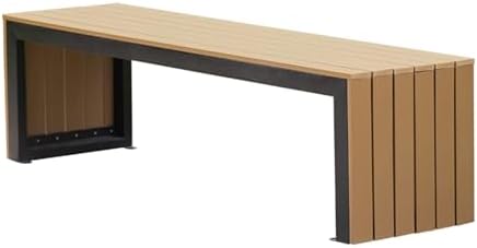 Durable Weatherproof Outdoor Garden Bench, 47.24in Heavy-Duty Steel Slatted Seat, Maintenance-Free Seating for Parks, Plazas, Communities, Public Spaces