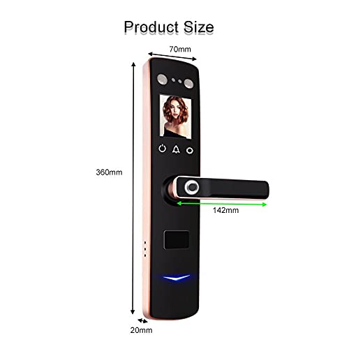 Fechadura de porta com reconhecimento facial Fechadura de porta de desbloqueio de 7 vias em liga de