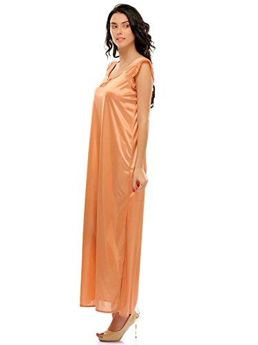 Clovia Women's Cotton Standard Length Regular Fit Long Nightdress (Nsm282P24O_Beige_Free Size - Image 4