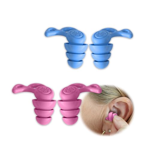 Generic Ear Plugs for Sleeping Noise Reduction Reuseable, 2 Pair Silicone Earplugs for Sleeping, Swimming, Studying, Working, Noise Reduction & Soft Hearing Protection(Green+Pink)