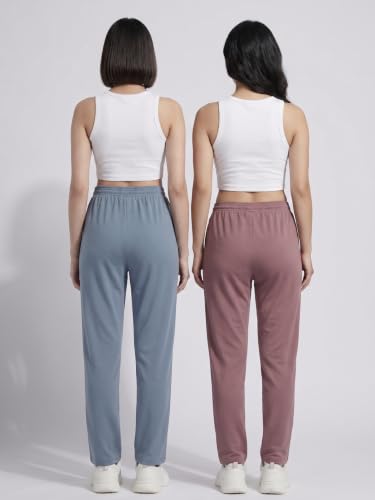 Image of Fflirtygo Cotton Solid Track Pant /Lounge Wear /Pocket Payjama �100% Export Quality Soft Cotton Night Wear /Pocket Pyjama for Women Combo Pack, Black & Blue Pyjama