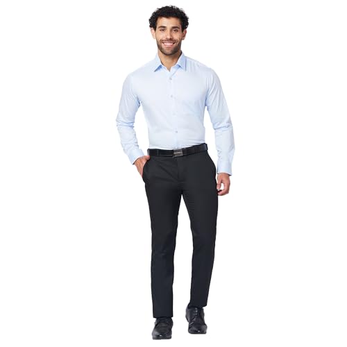 Image of Raymond Men's Slim Fit Pure Cotton Structure Pattern Semi Cutaway Collar Full Sleeve Formal Shirt