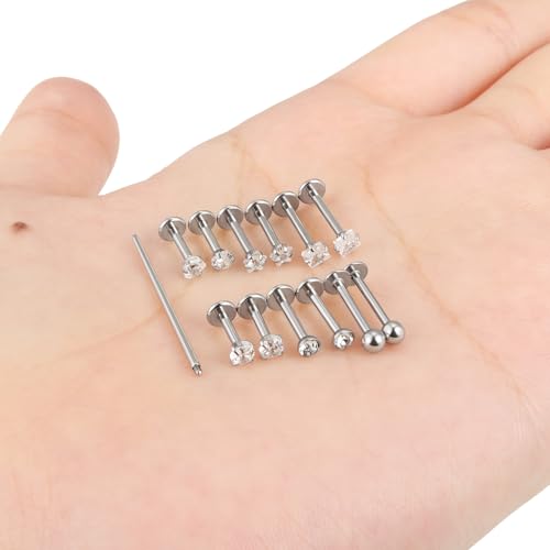 Kridzisw 16G Lip Labret Medusa Rings Studs Internally Threaded 316L Surgical Steel Snake Bite Lip Rings Flat Back Catilage Tragus Helix Daith Earrings Piercings Jewelry for Women Men 8mm3