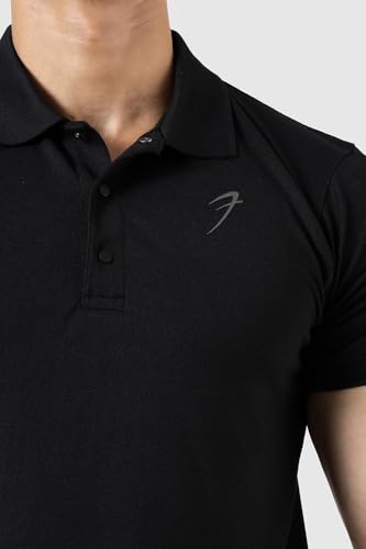 Image of FUAARK Men Slim Fit Pique Aura Polo Tshirt with Short Sleeves & Reflective Chest Logo -