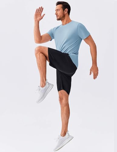 PINSPARK Men's 3 Pack Workout Shirts Quick Dry Moisture Wicking Crewneck Tee Shirt Mesh Athletic T-Shirts3