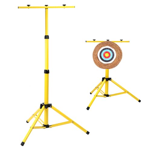 QWORK Adjustable Archery Target Stand Heavy Iron Tripod for Backyard Range & Club Practice
